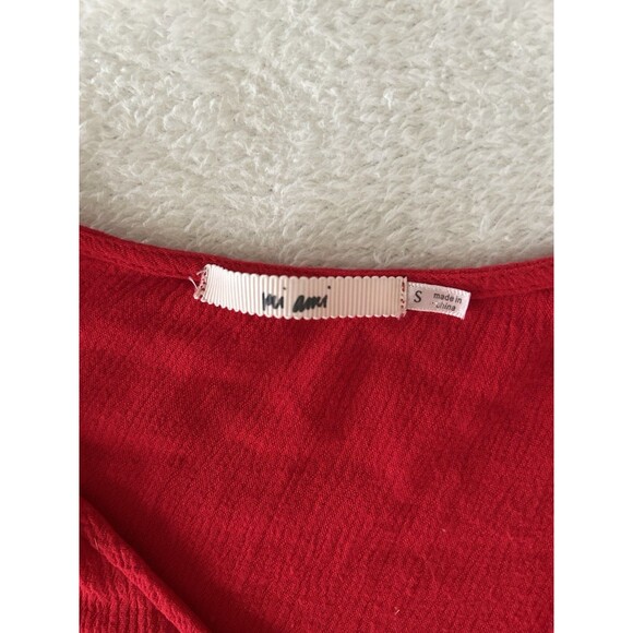 Mi Ami Gauzy Red Boho Top Red With Black Embroidered Balloon Sleeve Size Small - Picture 4 of 8